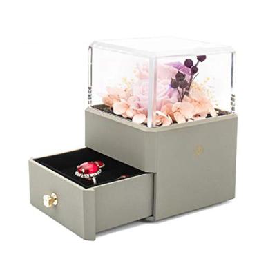 Imagem de Organizador de joias rosa caixas de joias caixa organizadora luminosa de toque requintado proposta portátil presente de aniversário joias anel de diamante caixa de armazenamento O melhor presente para