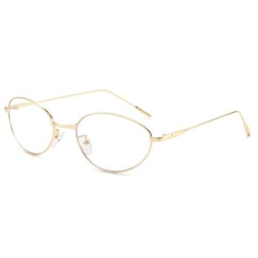 Imagem de Óculos de Sol Punk Oval Metálico Feminino e Masculino com Proteção UV400 para Esportes ao Ar Livre, Corrida e Ciclismo, Dourado e Transparente