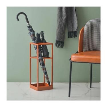 Imagem de x3anggyt5 Suporte de guarda-chuva de aterrissagem de ferro interno multifuncional para carrinho de bebê, prateleira de saguão, economiza espaço (laranja)