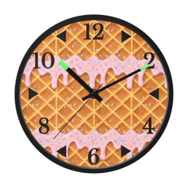 Imagem de STAYTOP Delicioso relógio de parede LED sorvete para quarto com brilho noturno, relógios de parede silenciosos de 30,5 cm para decoração de sala de estar, controle de som, relógio de parede moderno