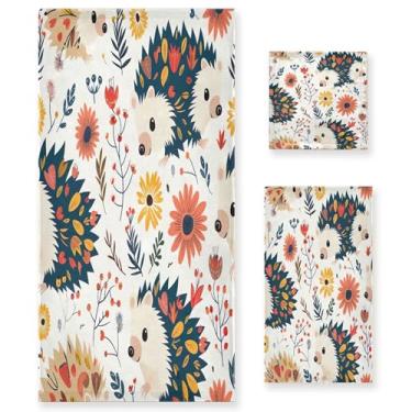 Imagem de xigua Conjunto de toalhas de banheiro de ouriços absorvente macio 3 peças toalha de banho toalha de mão toalhas decorativas para banheiro, academia, hotel, praia, piscina