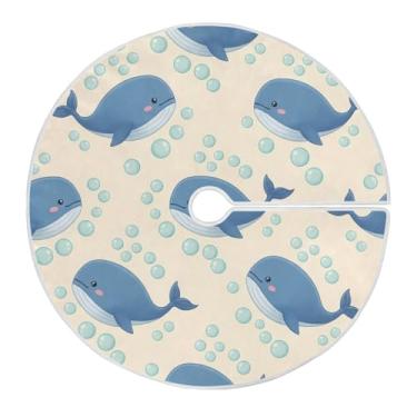 Imagem de Qilmy Saia de árvore de Natal com golfinhos fofos, 120 cm, de camurça, para árvore de Natal, adequada para ambientes internos e externos, festas, escritório, armário 317