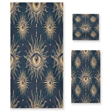 Imagem de xigua Eye and Suns Conjunto de toalhas de banheiro absorvente macio 3 peças toalha de banho toalha de mão toalhas decorativas para banheiro, academia, hotel, praia, piscina