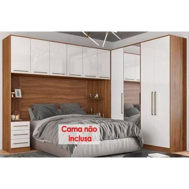 Imagem de Quarto Casal Modulado Irlanda 7 Peças (3 Armários + 1 Ponte Aérea + 3 Complementos) Qcm159 Amendola-branco - Demóbile