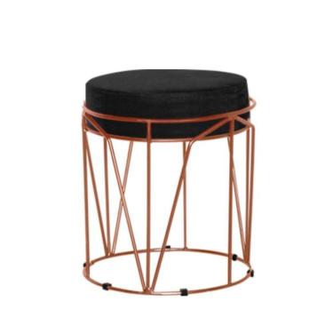 Imagem de Puff Aramado Babu Com Armação Bronze Estofado Em Suede