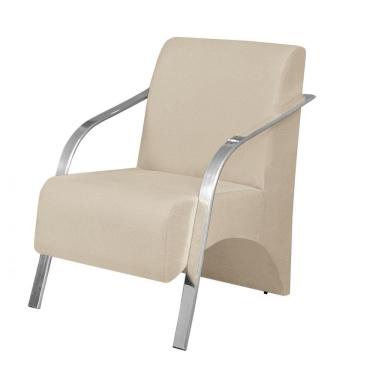 Imagem de Poltrona Vênus 1 Lugar Braço Alumínio Suede Bege