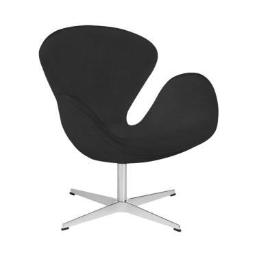 Imagem de Poltrona Swan Suede Preto Base Alumínio Giratória