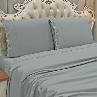 Imagem de Jogo De Cama Queen Kayla 300 Fios Bordado Fino Super Macio - De Luca E