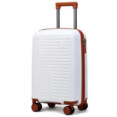 Imagem de Mala De Bordo 10Kg Polipropileno Inquebrável Branca C/Marrom - Dermond