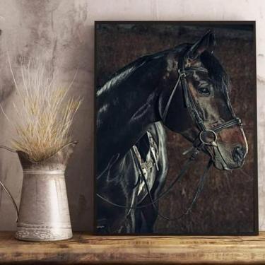Imagem de Quadro Decorativo Cavalo Perfil 33X24 C/Vidro Madeira Preta - Quadros 