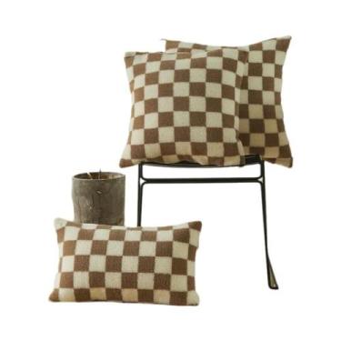 Imagem de Capa De Almofada Xadrez Quadrada Para Decoração De Sofá Na Sala De Est