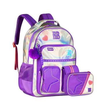 Imagem de Kit Mochila De Costas e Estojo Roxo 17,5 RB27020 - Rebecca Bonbon