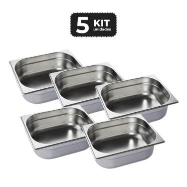Imagem de Kit 5 cuba sem alca inox 1/2 gn 100 para buffet - Chef Line