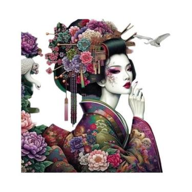 Imagem de Pintura Em Diamante 5D De Retrato De Mulheres Japonesas Com Mosaico De