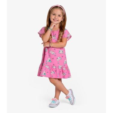 Imagem de Vestido Infantil Com Manga Godê Select Rosa, 6, Rosa