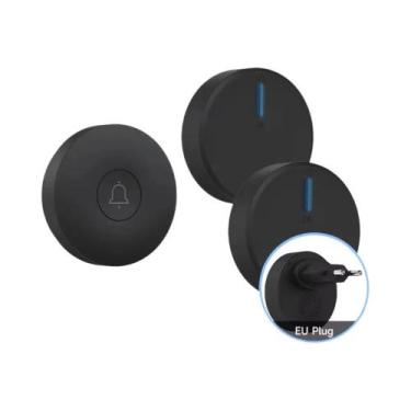 Imagem de Campainha Sem Fio Preta À Prova d'Água Circular Autoalimentada AC 110v