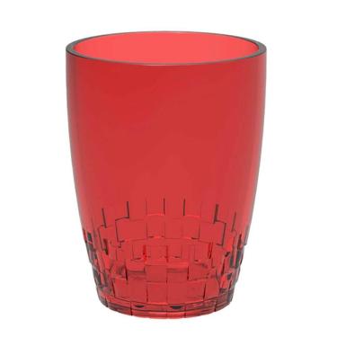 Imagem de Copo Vermelho Plástico 300ml Trama Crippa Suco Água Refrigerante Escolar Refeitório Lanche