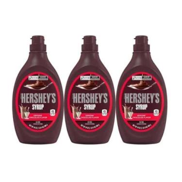 Imagem de Kit 3 Caldas Syrup Chocolate Hersheys 680g  Cobertura Cremosa Importad