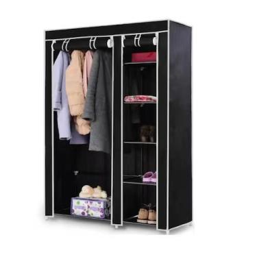 Imagem de Guarda roupa desmontavel 5 prateleiras arara organizador quarto casa c