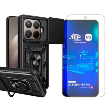 Imagem de Capa Capinha Anel Para Xiaomi 15T Pro + Pelicula Hidrogel Cor:Preto - 