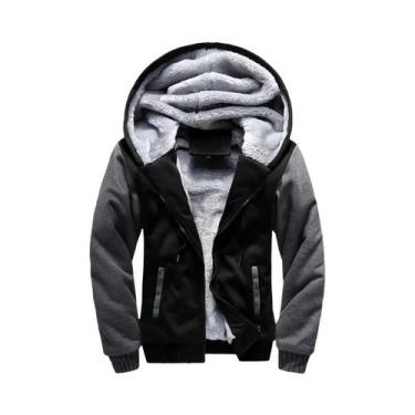 Imagem de Jaqueta Masculina De Inverno Com Capuz De Fleece Grosso E Quente, Zípe