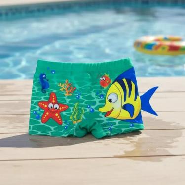 Imagem de Sunga 3D Infantil Boxer UV50+ Para Praia Piscina Natação Bebê Menino T