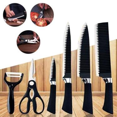 Imagem de Kit De Facas Para Churrasco 6 Peças Fio Navalha Inox Antiaderente Top 