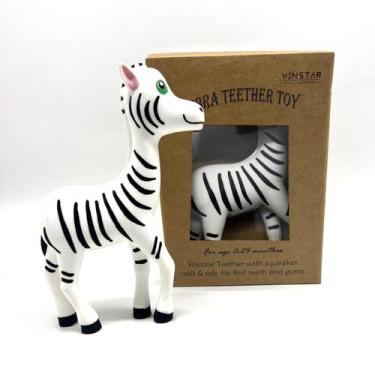 Imagem de Mordedor de bebê VINSTAR em silicone com chocalho, zebra