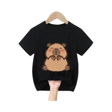 Imagem de Camiseta Infantil De Manga Curta Com Estampa De Capivara Para Meninos 
