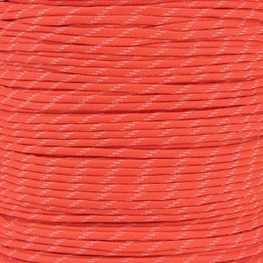 Imagem de PARACORD PLANET Traçadores que brilham no escuro Paracord/Paraquedas de 250 kg – Tipo III 250 kg de resistência à tração para cabo (traçadores de brilho laranja neon, 300 pés)