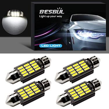 Imagem de Lâmpada de LED Besbul 6418, lâmpada de LED 12844, superbrilhante, 36 mm, DE3423 12854, luz de caixa de luvas, luz de tronco, luz de cortesia, Canbus livre de erros, 6000 K, branca, pacote com 4