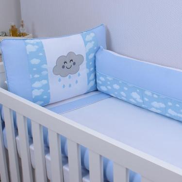 Imagem de Kit Berço Nuvem Azul 100% Algodão 9 Peças 