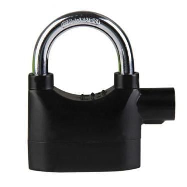 Imagem de Cadeado com Alarme Sirene Sistema Anti furto 110db Som Alto Moto Segurança Casa