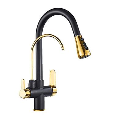 Imagem de GKEKWMX Torneira de pia de cozinha para bar comercial de casa de fazenda, filtro torneira de cozinha de níquel escovado latão torneira de cozinha com água pura, torneira de cozinha