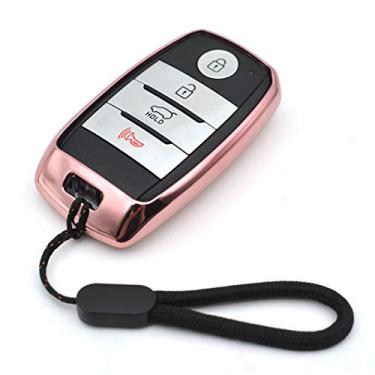 Imagem de MECHCOS Adequado para Kia Forte Rio NIRO Forte Koup Optima Sedona Sorento Soul Forte5 Soul EV Sportage Pink TPU Key Fob Capa protetora com suporte remoto acessórios de entrada sem chave, não serve