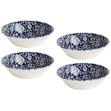 Imagem de Royal Wessex por Churchill Terenware Vitoriano Calico Floral Azul Sopa/Cereal/Sobremesa Tigelas Feitas na Inglaterra | Conjunto de 4 | Diâmetro: 15 cm; 283 g.