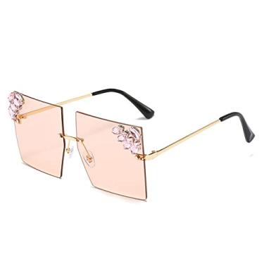 Imagem de Óculos de sol sem aro moda grande quadrado com aro de diamante óculos de sol personalidade street shot, 6, tamanho único