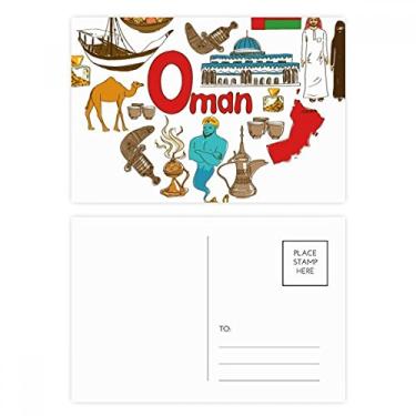 Imagem de Conjunto de cartões postais de bandeira nacional de Omã Love Heart Landscap de aniversário cartão de agradecimento lateral para correspondência 20 peças