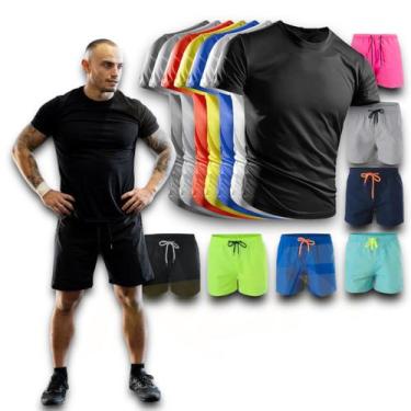 Imagem de Kit Shorts Bermuda + Camiseta Corrida Fitness Masculina Algodão 302 -