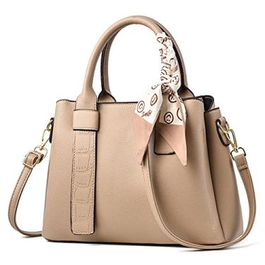 Imagem de Bolsa de mão feminina grande de couro vegano bolsa transversal bolsa de ombro feminina bolsa de viagem, Caqui