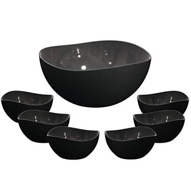 Imagem de Tigela Bowl Saladeira com Pote Sobremesa Preto 7 peças