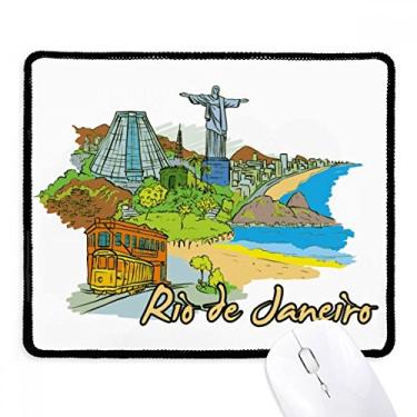 Imagem de Mousepad pintado à mão no Brasil Rio de Janeiro, borda costurada, tapete de borracha para jogos