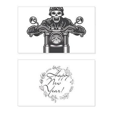 Imagem de Motocicleta Esqueleto Luzes Óculos Padrão Ano Novo Festival Cartão Bless Mensagem Presente