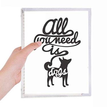 Imagem de Caderno Need Dog preto e branco com citações em folhas soltas e diário recarregável