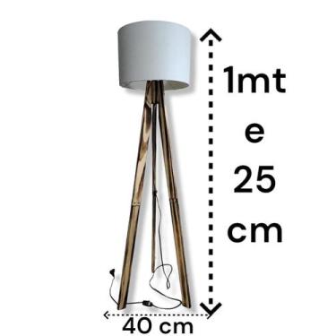 Imagem de Luminária De Chão Abajur Pés Madeira Vertical Alta Moderna 1,25cm De A