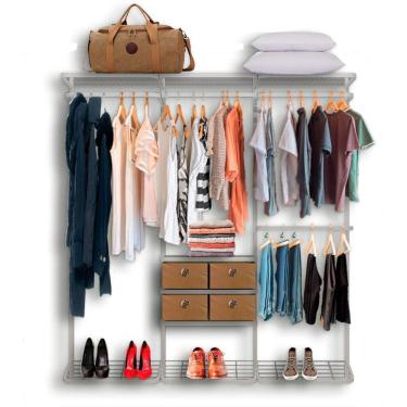 Imagem de Cabideiro Arara Closet Casal Prateleira Aço Aramado - 1,90m BR