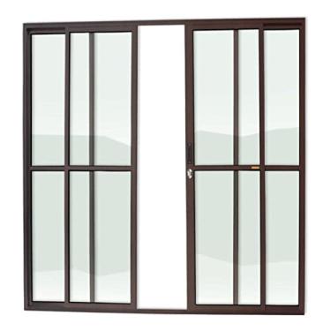 Imagem de Porta de Correr 4 Folhas Super Vidro Liso 210cm x 200cm Brimak Corten