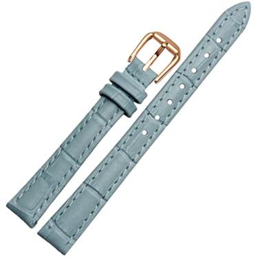 Imagem de DFAMIN Para qualquer marca pulseira de couro para meninas e estudantes pulseira de grãos de crocodilo 10 12 14 16 18mm preto marrom vermelho branco pulseira azul (cor: azul celeste ouro rosa, tamanho: 18mm)