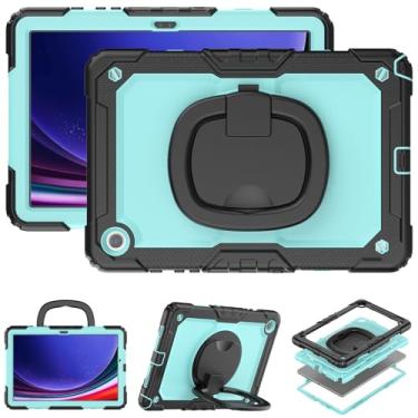 Imagem de Capa para Samsung Galaxy Tab A9 Plus de 11 polegadas (SM-X210/X216/218) Capa macia de silicone de três prevenção resistente à prova de choque com suporte embutido 360° alça de mão para capa A9 Plus (azul bebê)