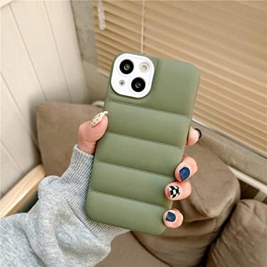 Imagem de Luxo Matte The Puffer Case para iPhone 11 12 13 14 Pro XS Max X XR Plus Down Jacket Mobile Phone Shell Soft TPU Silicone, verde, para iPhone 13 Pro